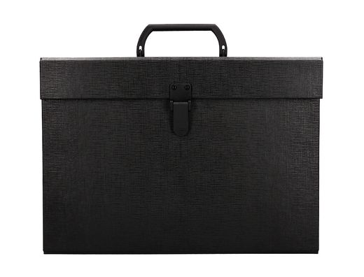 Maletin liderpapel con fuelle y asa carton forrado 19 departamentos 255x390x120 mm color negro