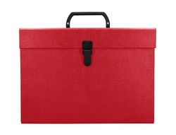 Maletin liderpapel con fuelle y asa carton forrado 19 departamentos 255x390x120 mm color rojo