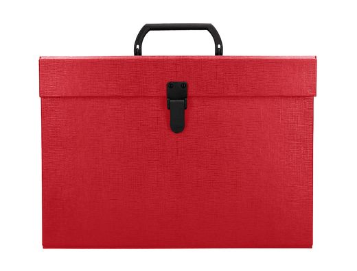 Maletin liderpapel con fuelle y asa carton forrado 19 departamentos 255x390x120 mm color rojo