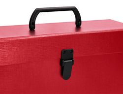 Maletin liderpapel con fuelle y asa carton forrado 19 departamentos 255x390x120 mm color rojo