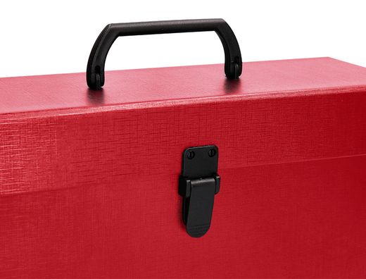 Maletin liderpapel con fuelle y asa carton forrado 19 departamentos 255x390x120 mm color rojo