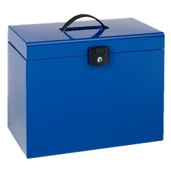 Maletín metálico con 5 carpetas colgantes en Kraft color. DIN A4, azul