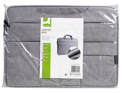 Maletin para portatil q-connect 15,6" con asas retractiles cremallera 3 bolsillos exteriores gris