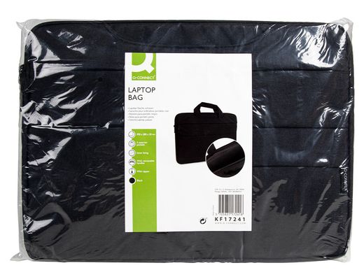 Maletin para portatil q-connect 15,6" con asas retractiles cremallera 3 bolsillos exteriores negro