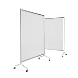 Mampara de protección "Ten-Limit" policarbonato acanalado Transparente 100 x 150 cm. con ruedas. Altura total 175 cm.