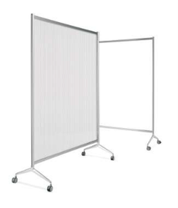 Mampara de protección Ten-Limit policarbonato Transparente 100% de 100 x 150 cm con ruedas Altura total 175 cm