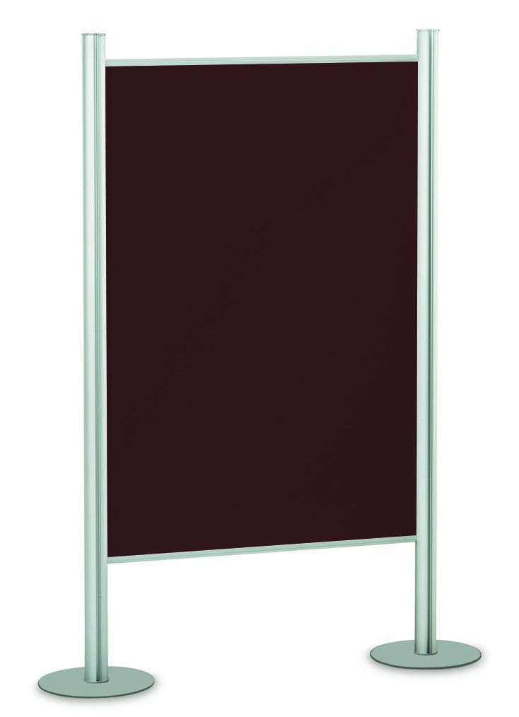 Mamparas modulares de corcho tapizado burdeos con marco de aluminio medidas 90 x 150 cm.