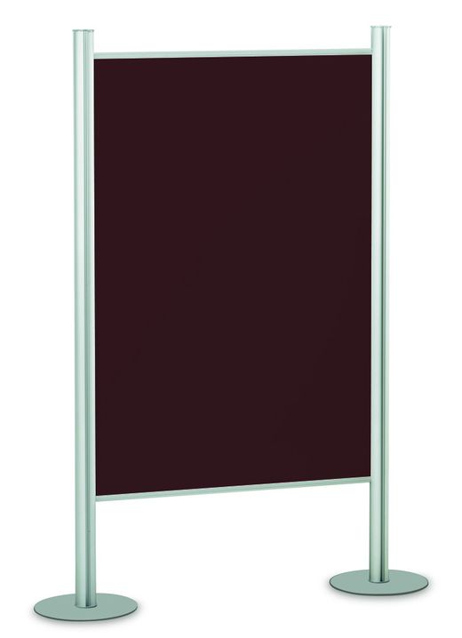 Mamparas modulares de corcho tapizado burdeos con marco de aluminio medidas 90 x 150 cm.
