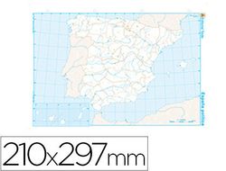 Mapa mudo b/n din A4 España -politico