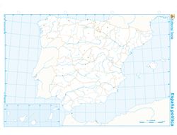 Mapa mudo b/n din A4 España -politico