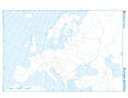 Mapa mudo b/n din A4 Europa -politico