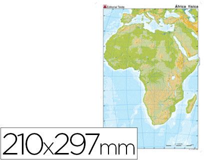 Mapa mudo color din A4 africa -fisico