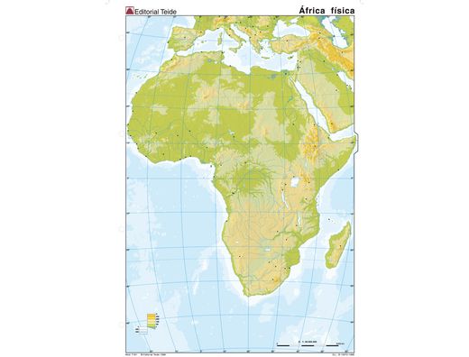 Mapa mudo color din A4 africa -fisico