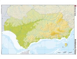 Mapa mudo color din A4 andalucia fisico