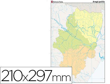 Mapa mudo color din A4 aragon politico