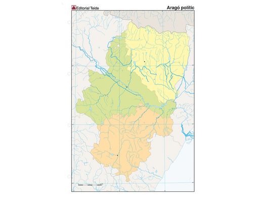 Mapa mudo color din A4 aragon politico