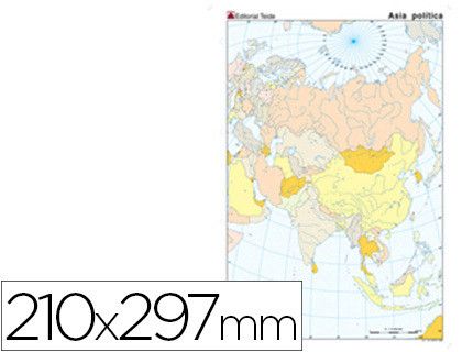 Mapa mudo color din A4 Asia -politico