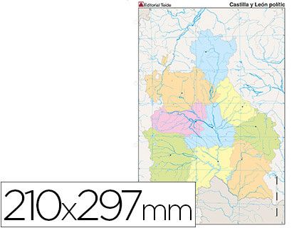 Mapa mudo color din A4 castilla-leon fisico