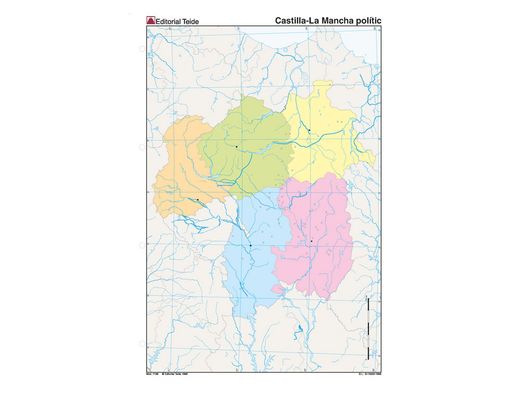 Mapa mudo color din A4 castilla-la mancha politico