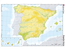 Mapa mudo color din A4 España -fisico