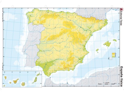 Mapa mudo color din A4 España -fisico