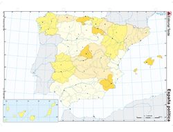Mapa mudo color din A4 España -politico