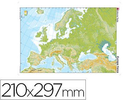 Mapa mudo color din A4 Europa -fisico