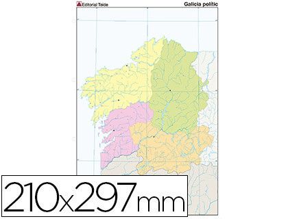 Mapa mudo color din A4 galicia politico