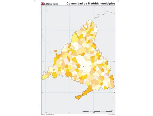 Mapa mudo color din A4 madrid politico