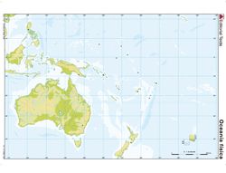 Mapa mudo color din A4 oceania -fisico