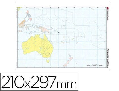 Mapa mudo color din A4 oceania -politico