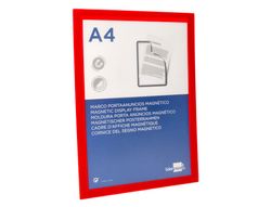 Marco porta anuncios liderpapel magnetico din a4 dorso adhesivo removible color rojo