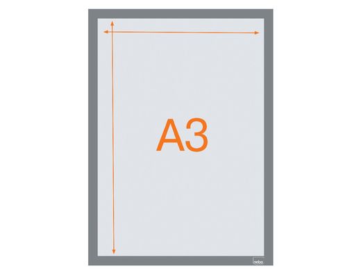 Marco porta anuncios nobo din A3 marco magnetico autoadhesivo color plata pack de 2 unidades