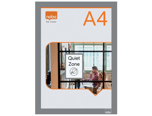 Marco porta anuncios nobo din A4 marco magnetico autoadhesivo color plata pack de 2 unidades