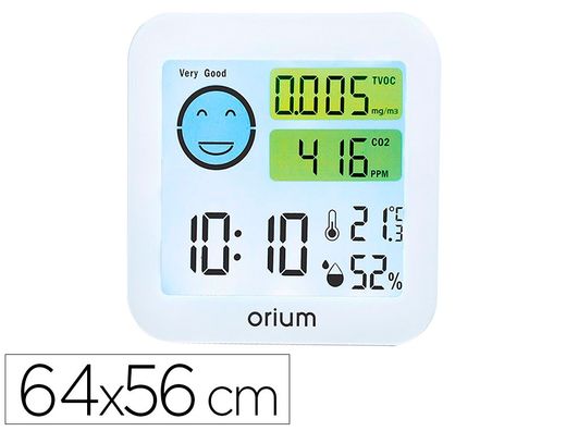 Medidor de aire orium quaelis 20 medidor de co2 y cov superficie 30 m2 pantalla lcd color blanco 64x56 mm