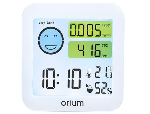 Medidor de aire orium quaelis 20 medidor de co2 y cov superficie 30 m2 pantalla lcd color blanco 64x56 mm