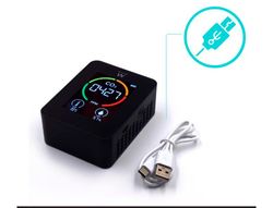 Medidor de co2 ewent pantalla led color detector calidad aire con indicador de temperatura y humedad usb-c
