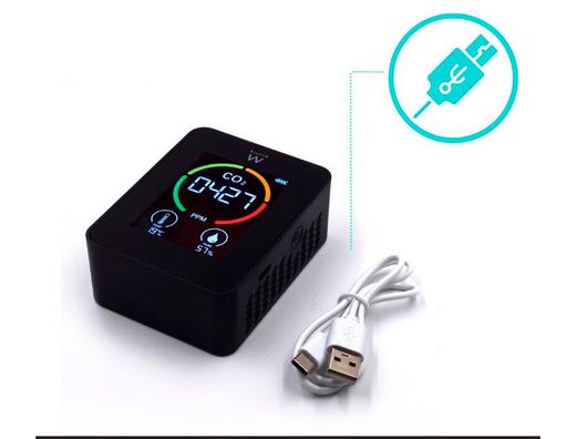 Medidor de co2 ewent pantalla led color detector calidad aire con indicador de temperatura y humedad usb-c