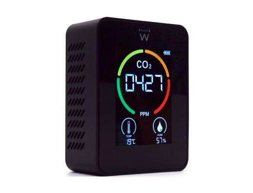Medidor de co2 ewent pantalla led color detector calidad aire con indicador de temperatura y humedad usb-c