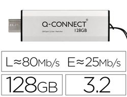Memoria usb q-connect flash drive 128 gb 3.2 tipo c