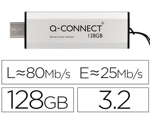 Memoria usb q-connect flash drive 128 gb 3.2 tipo c