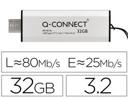 Memoria usb q-connect flash drive 32 gb 3.2 tipo c