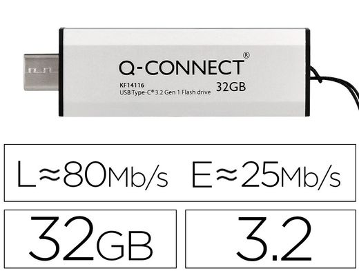 Memoria usb q-connect flash drive 32 gb 3.2 tipo c