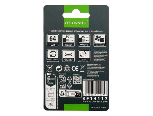 Memoria usb q-connect flash drive 64 gb 3.2 tipo c