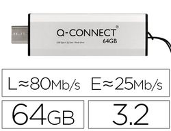Memoria usb q-connect flash drive 64 gb 3.2 tipo c