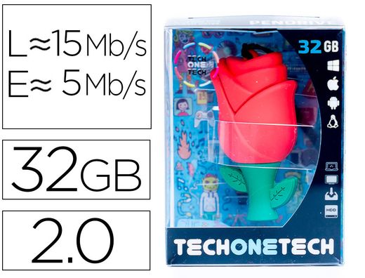 Memoria usb tech on tech rosa one 32 gb