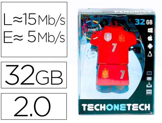 Memoria usb tech on tech seleccion futbol españa mundial brasil 32 gb
