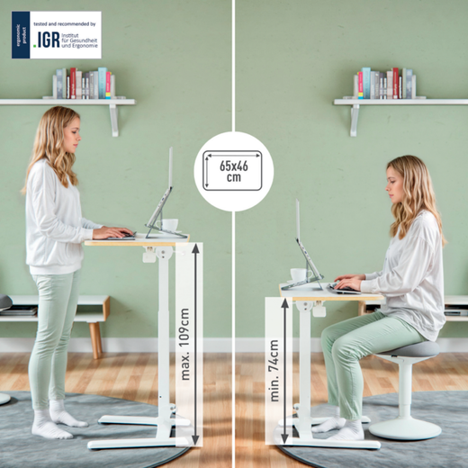 Mesa elevable pequeńa neumática plegable Leitz Ergo