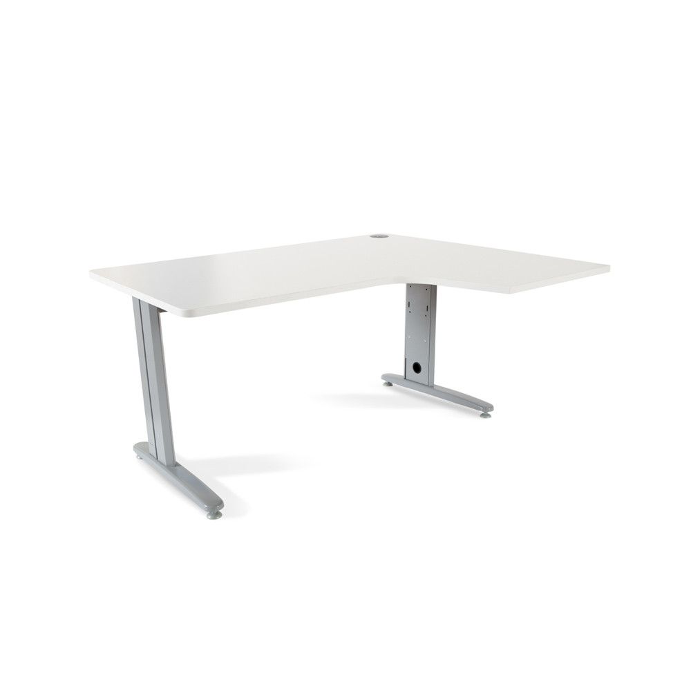 Mesa Metal Ajustable L Derecha 160 x 120 Aluminio/Blanco