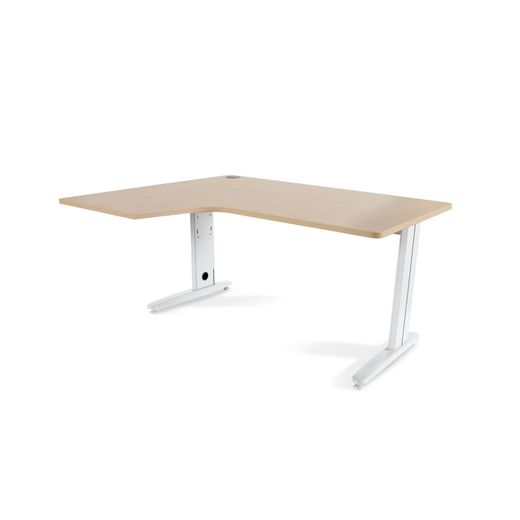 Mesa Metal Ajustable L Izquierda 160 x 120 Blanco/Haya
